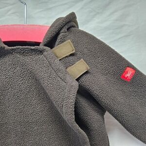 Widgeon Fleece Hooded Jacket Kids 4T Brown Polartec Asymmetrical Velcro Closure